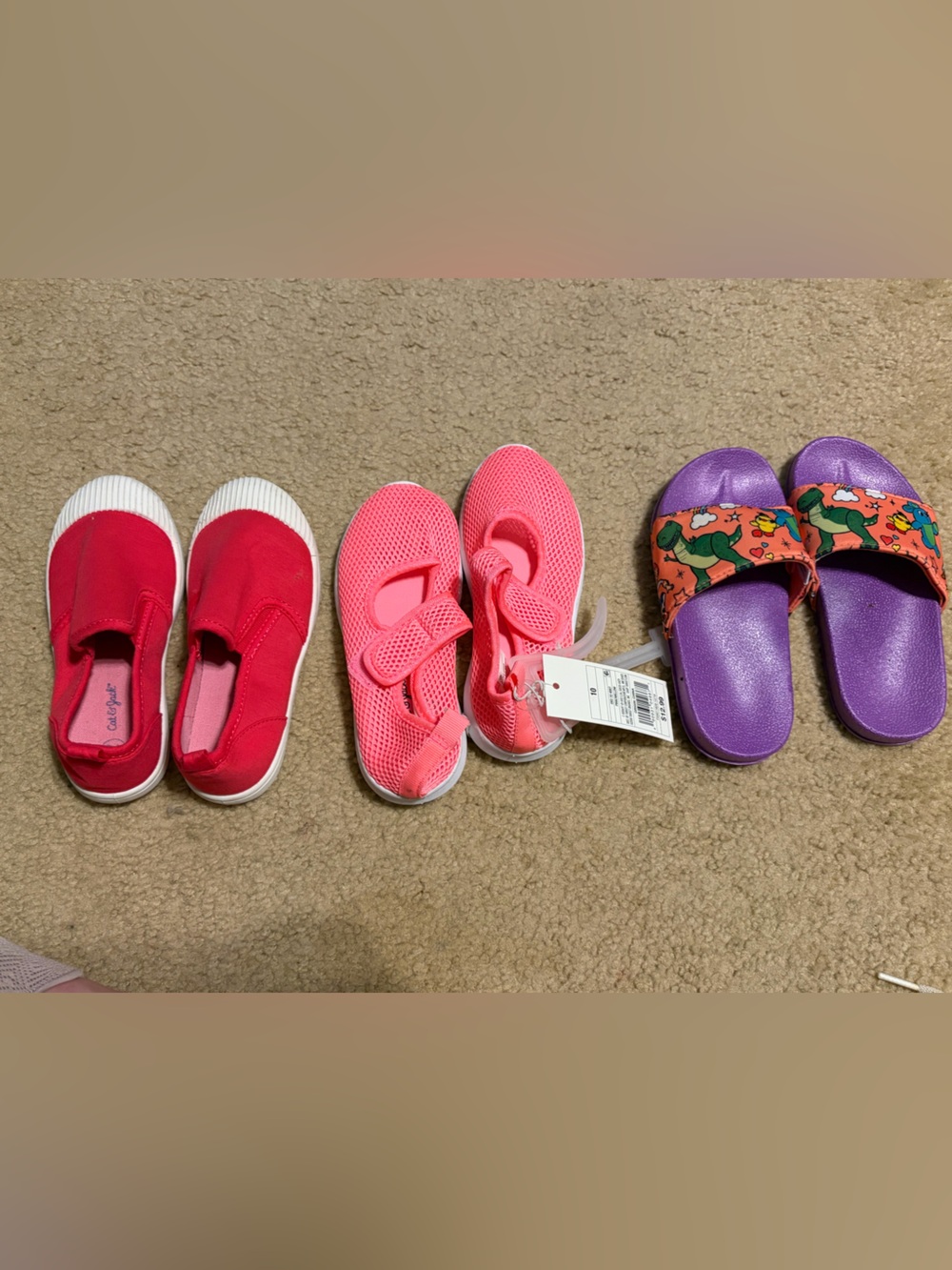 New and like new Kids purple, Pink and fuschia Slip-On Shoes - 3 Pair Set sz 10